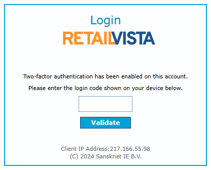 2FA with RetailVista