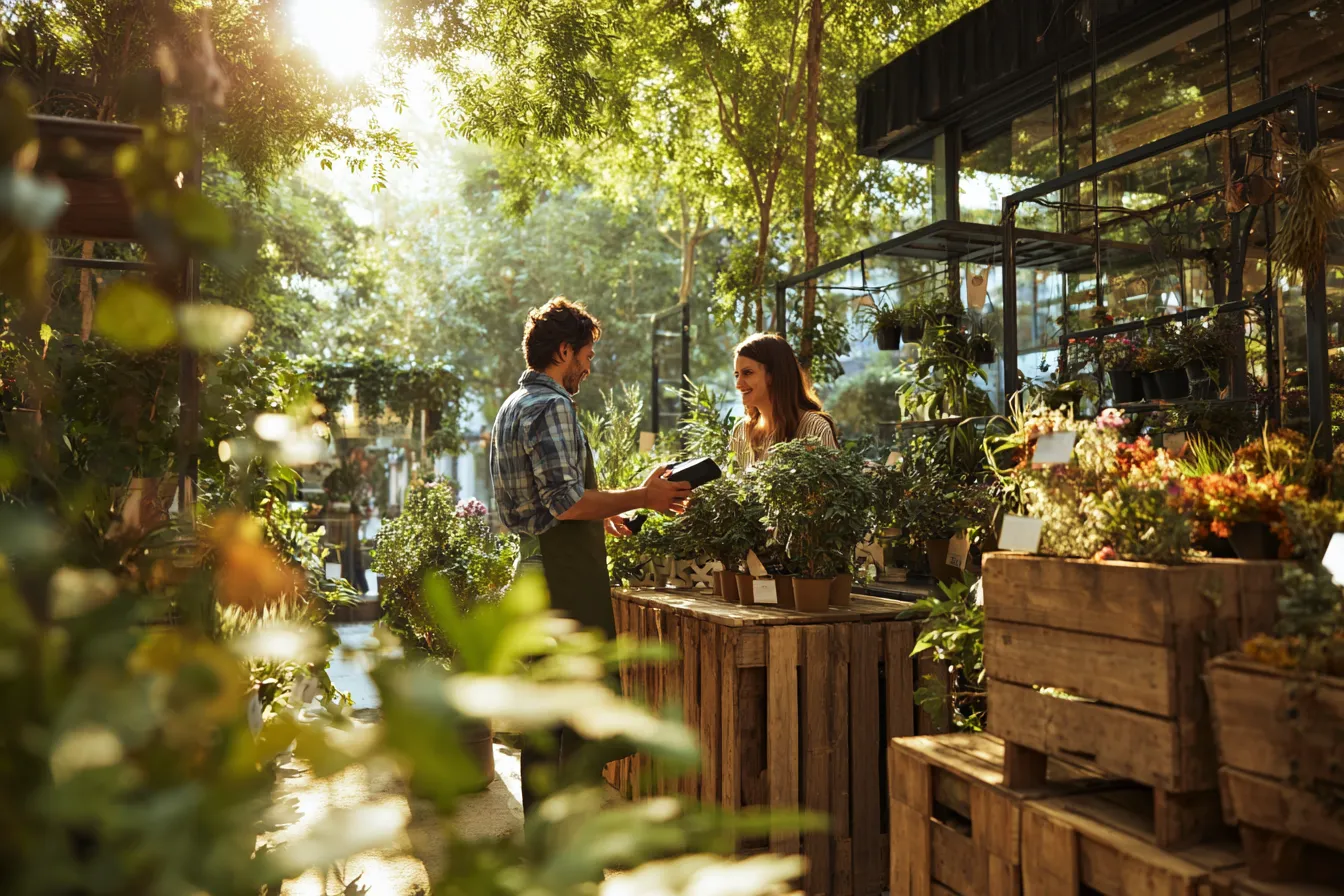 klant-koopt-planten (1) Medewerker scant producten voor voorraadadministratie met RetailVista Mobile