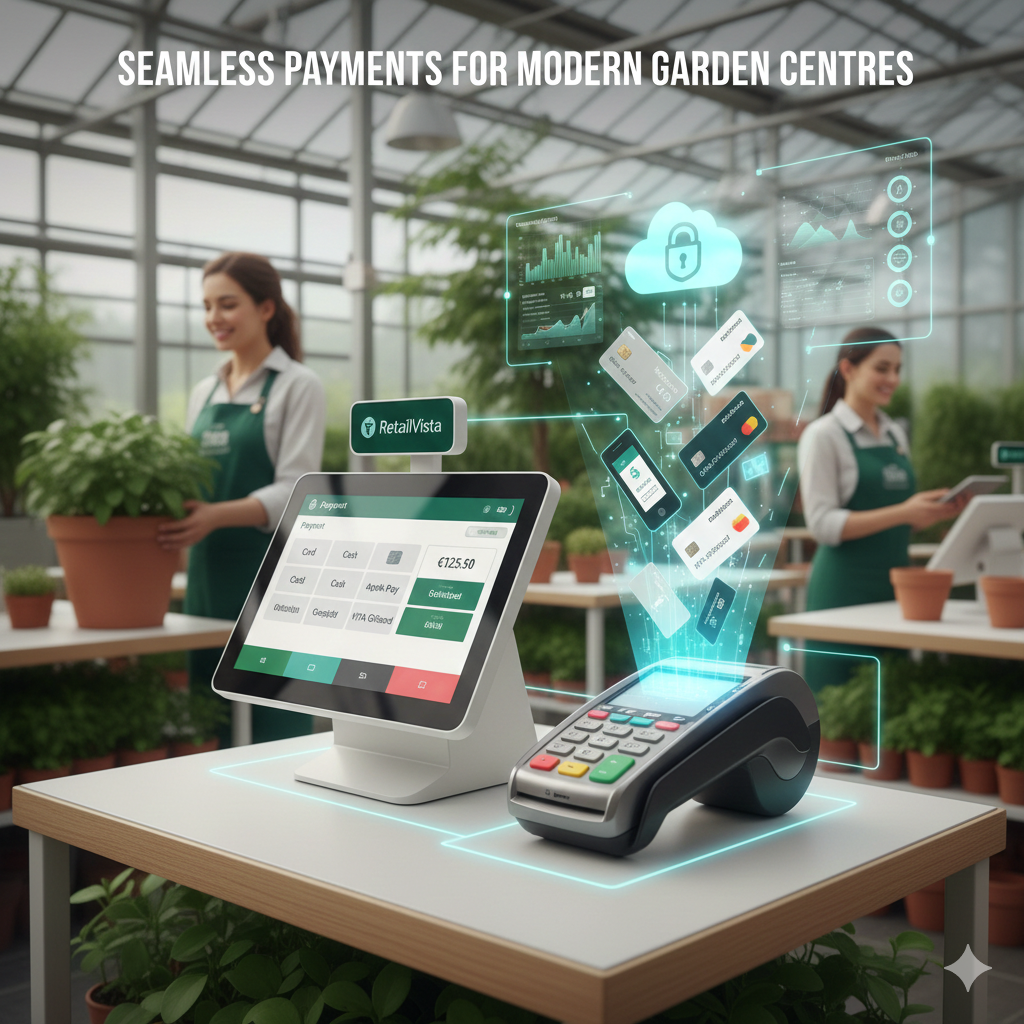 Modern garden centre checkout with RetailVista EPoS system