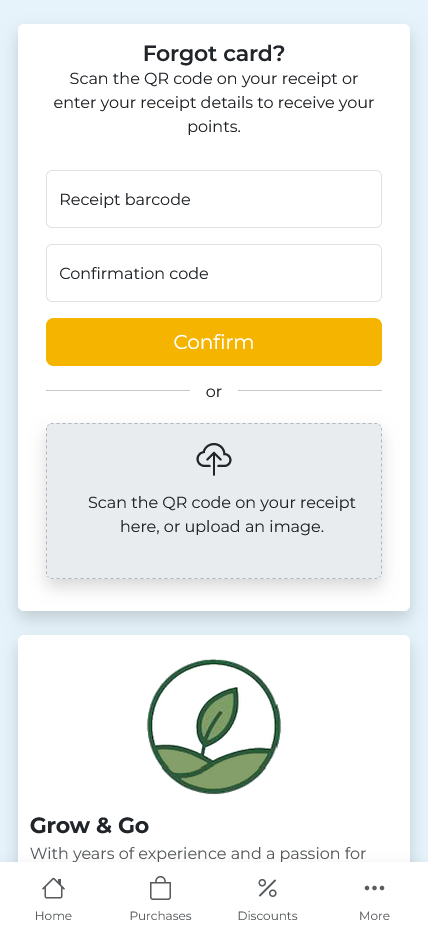 Loyalty card forgotten