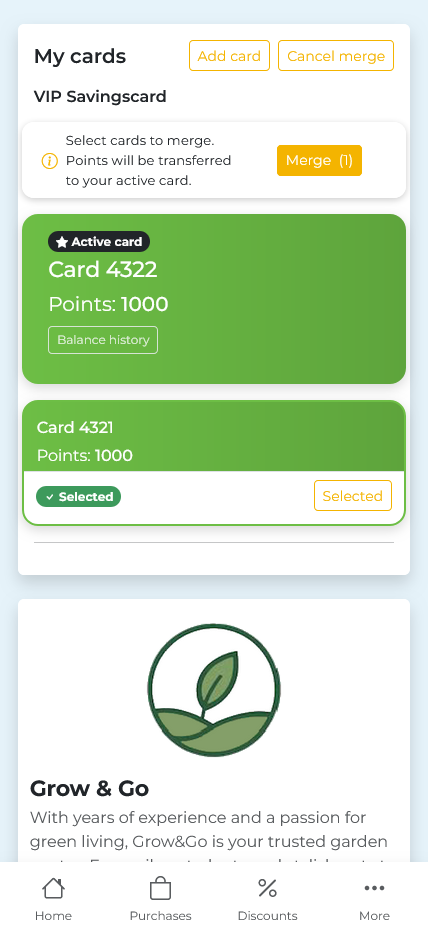 Transfer loyalty card balance